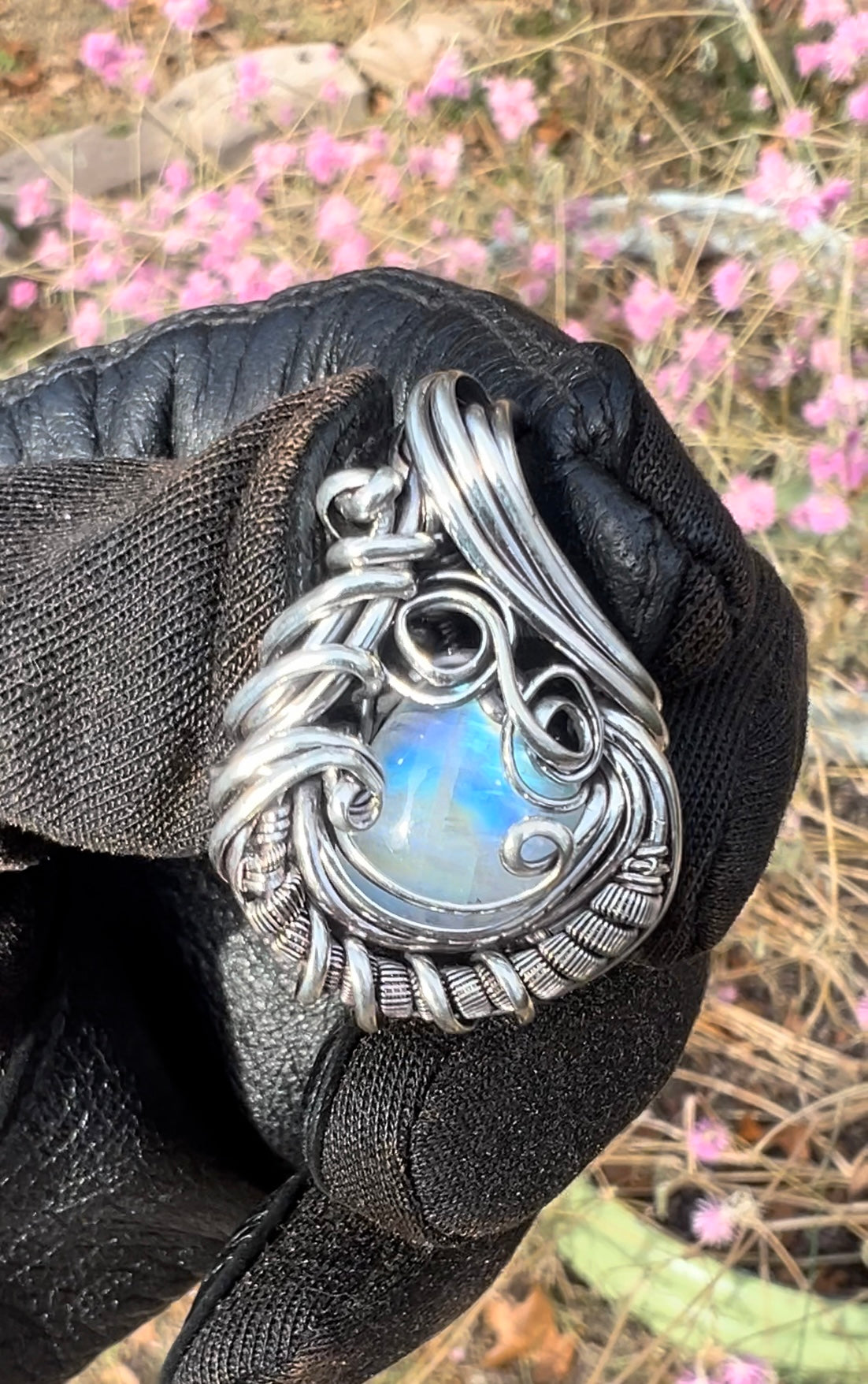 Rainbow Moonstone Pendant / Sterling Silver