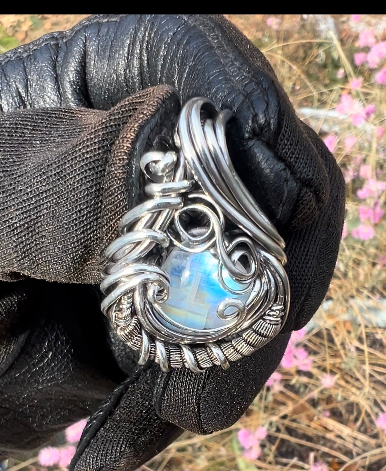 Rainbow Moonstone Pendant / Sterling Silver