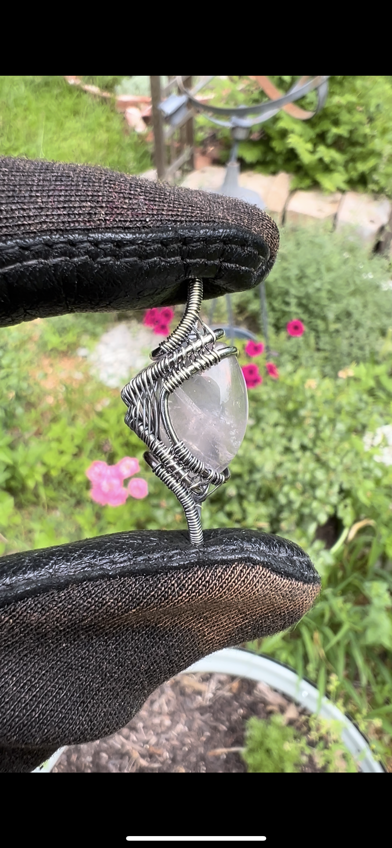 Rose Quartz Mini Pendant/ Silver