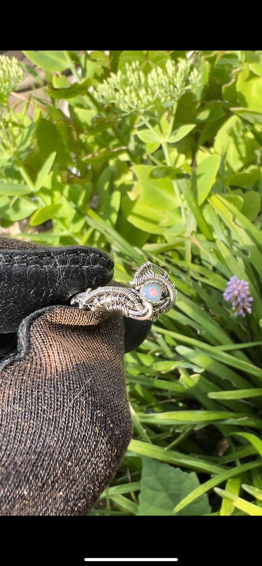 Opal Ring/ Sterling Silver/ Us size 9