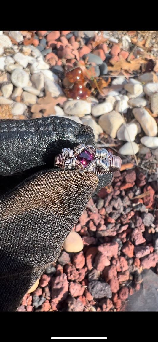 Rhodalite Garnet Ring / Antiqued Copper/ Size 9