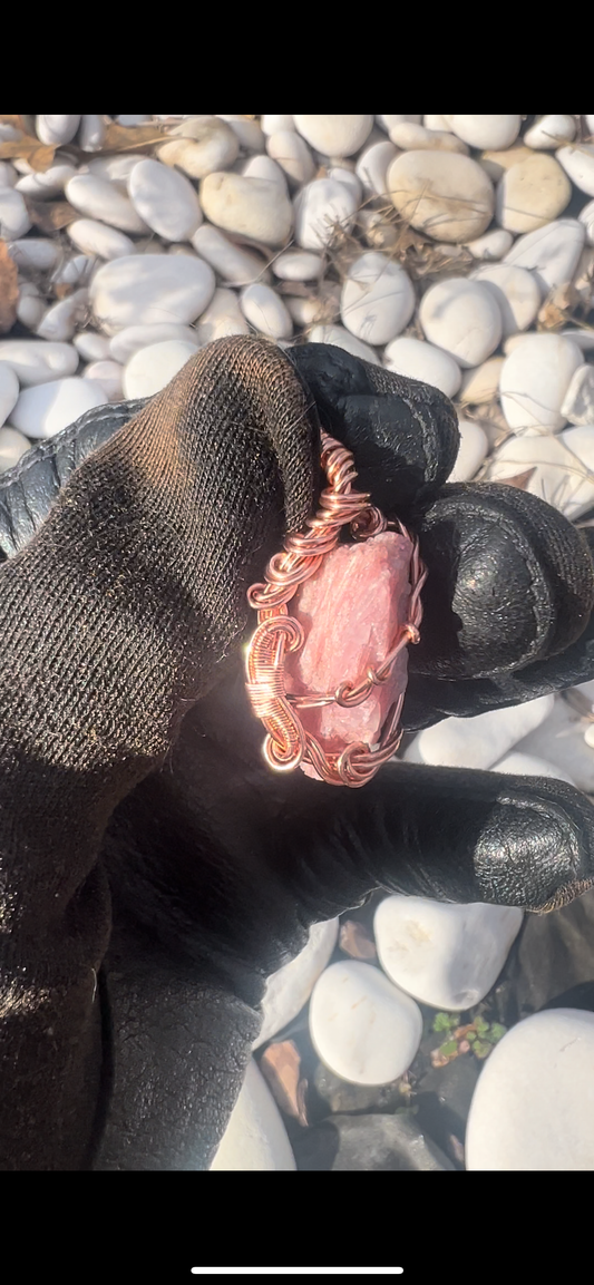 Pink Kyanite Mini Pendant/ Copper