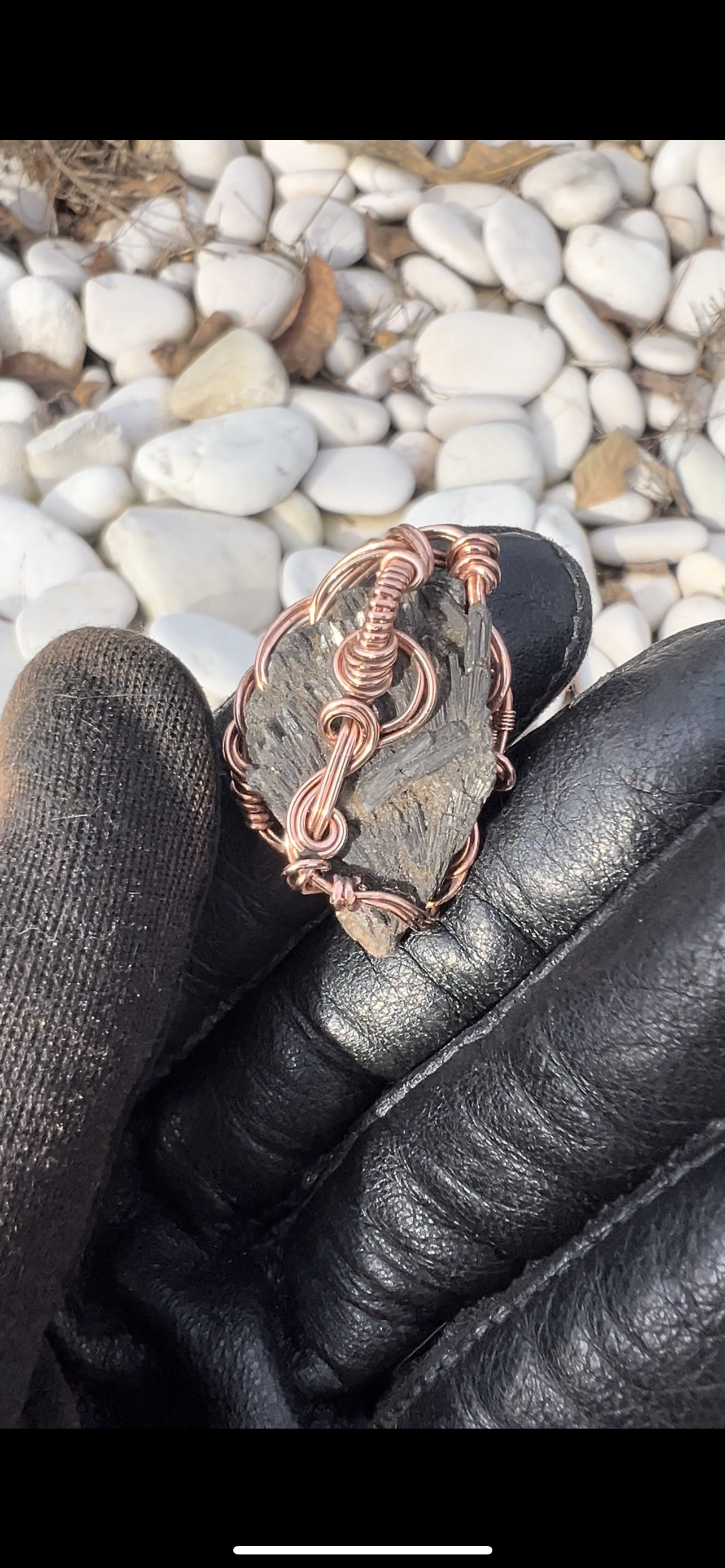 Black Kyanite Mini Pendant/Copper