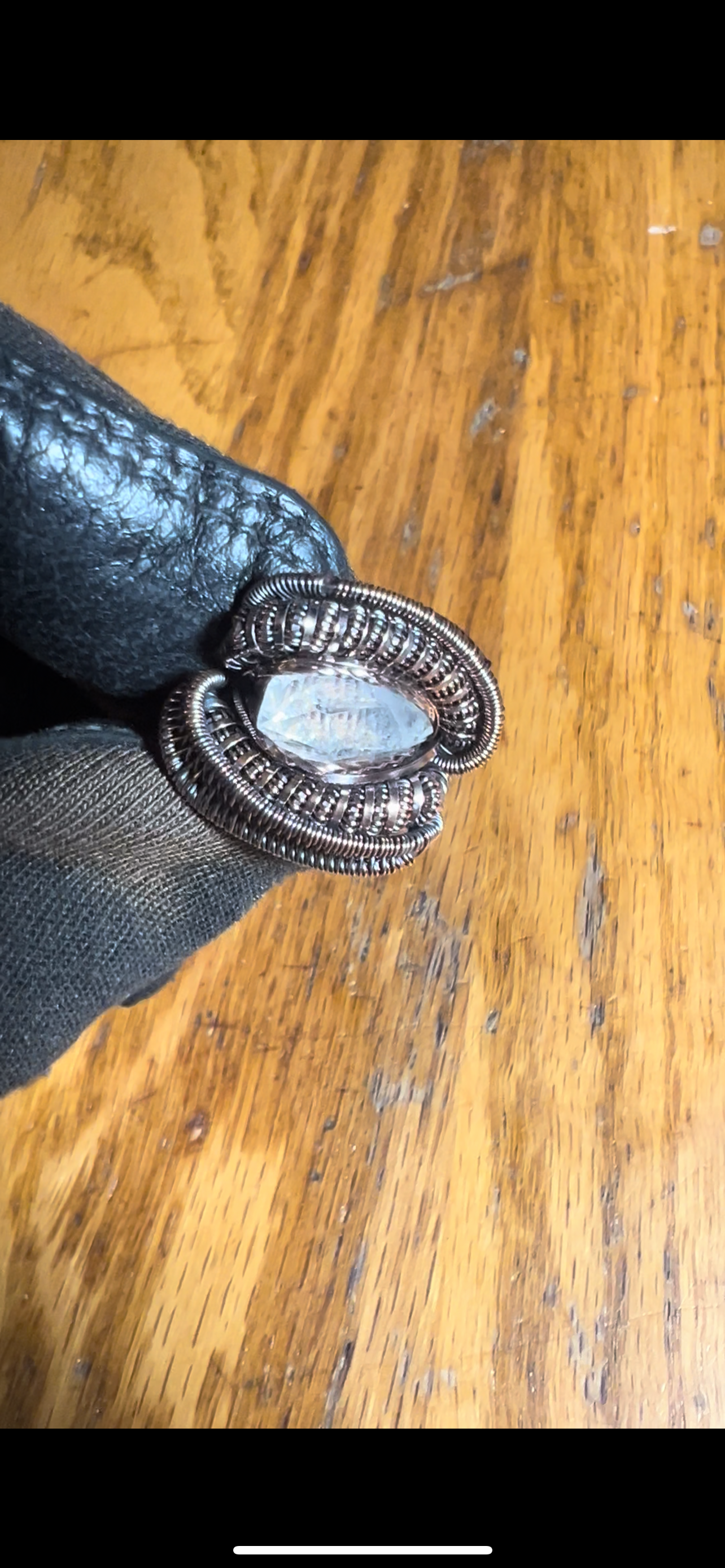 Quartz Ring / Size 8.75 / Antiqued Copper /