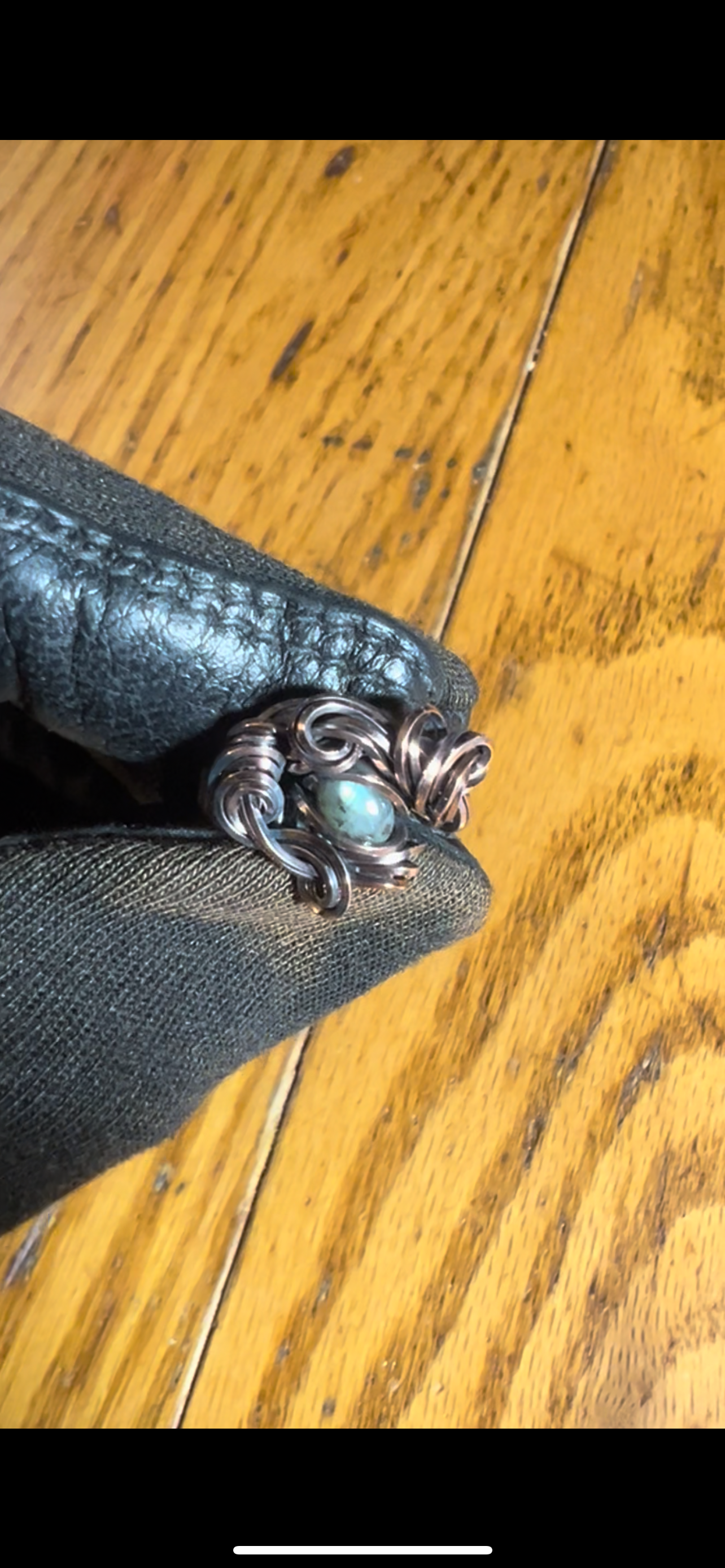Labradorite Ring / Size 8 / Antiqued Copper