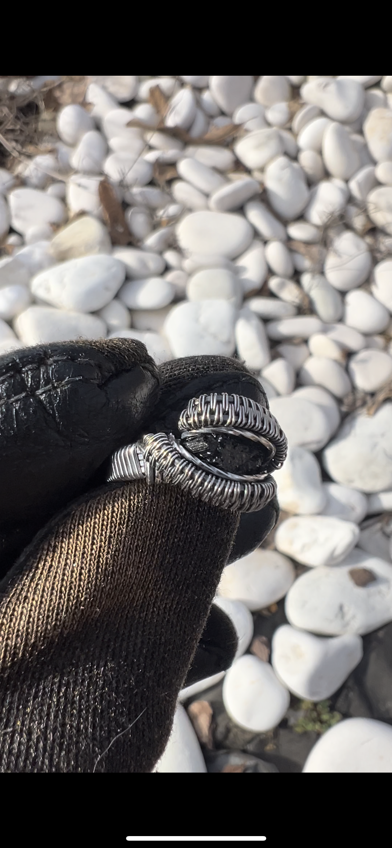 Black Tourmaline Ring/Size 6/Sterling Silver