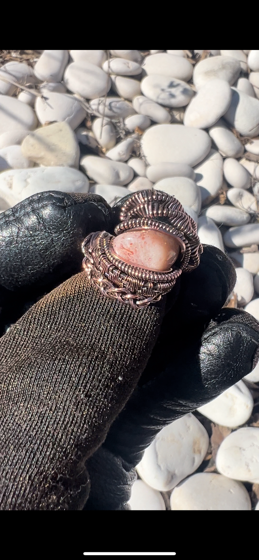 Sunstone Ring/ Size 10.5/ Antiqued Copper
